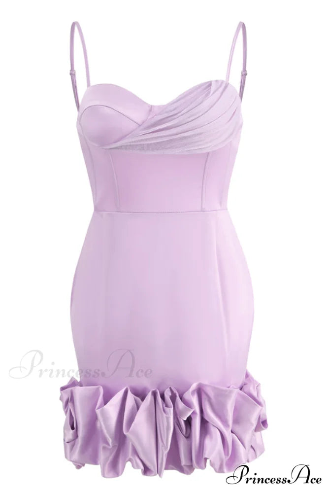 Draped Ruffle Stylish Mini Bustier Dress XS / Lilac