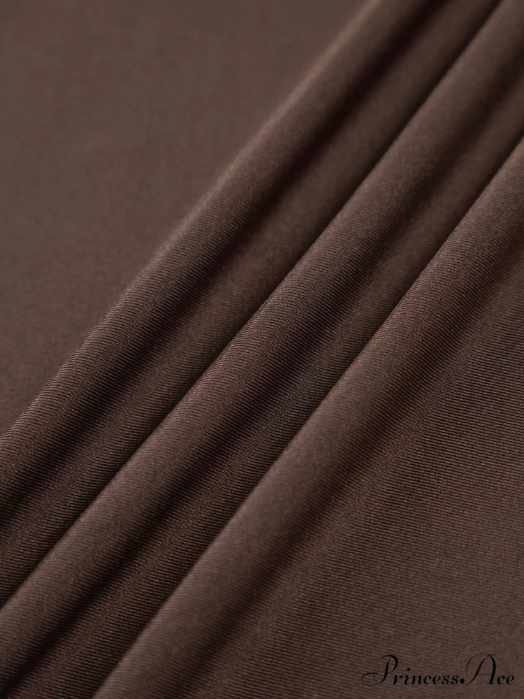 Draped Turtleneck Low Trendy Waist Twist Long Dress