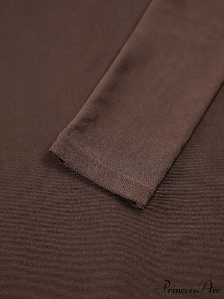 Draped Turtleneck Low Trendy Waist Twist Long Dress