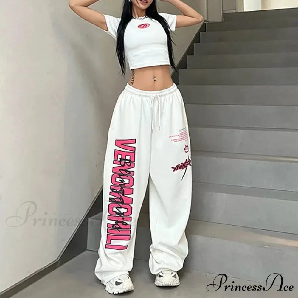 Drawn Drawcord Sporty Informal Trousers White 2 / S (38-45KG) pants-241228