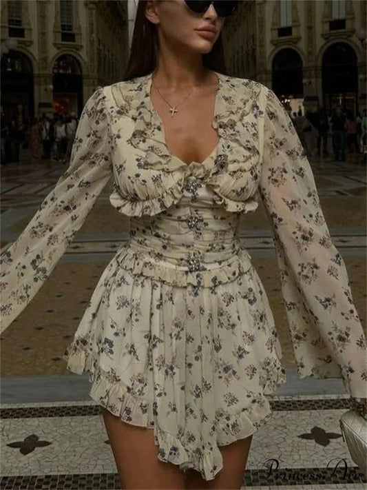 Drawn Drawstring Bandage Mini Garment Khaki / S minidress-250223