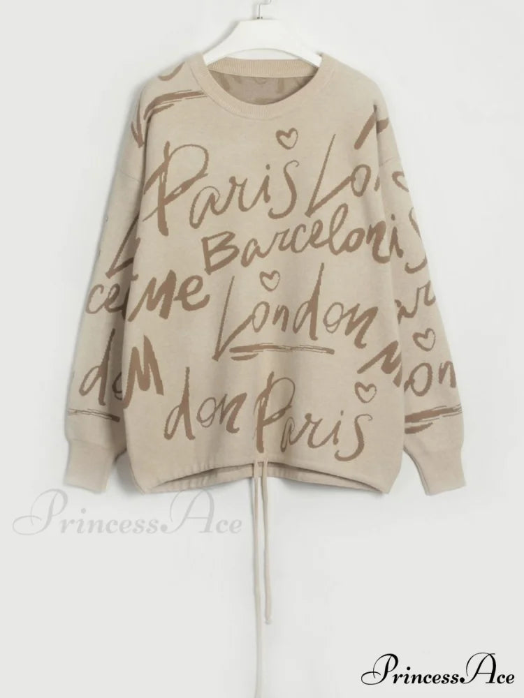 Drawstring Round Neck Sweater