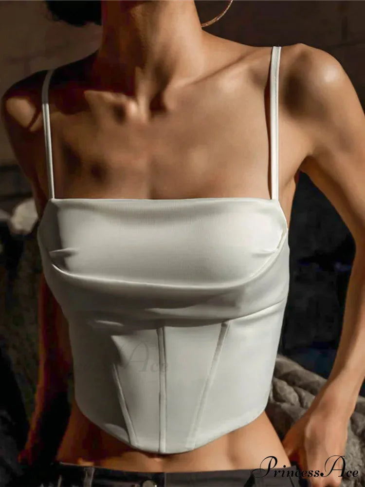 Dress Lace-Up Slim Crop Top WHITE / S croptop-250223