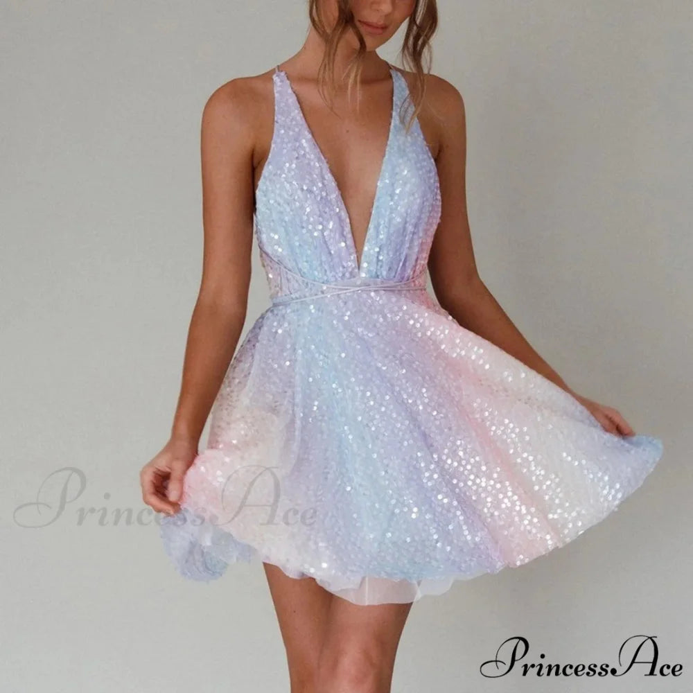 Dresses For Women Summer 2024 Sequin Glitter Party Club Dress Christmas Party Dress Pink / S