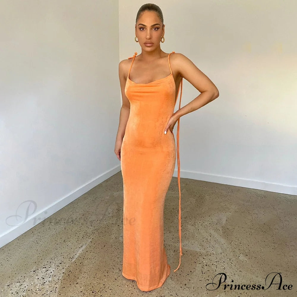 Dresses Women Backless Out Cut Full-Length Hollow Split Warm-Season Long Clubwear Out Midi Corset Wrap Halter Gown Robe