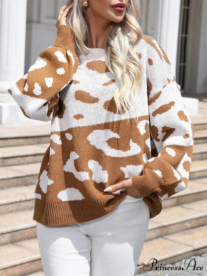 Drop Leopard with Sweater Shoulder