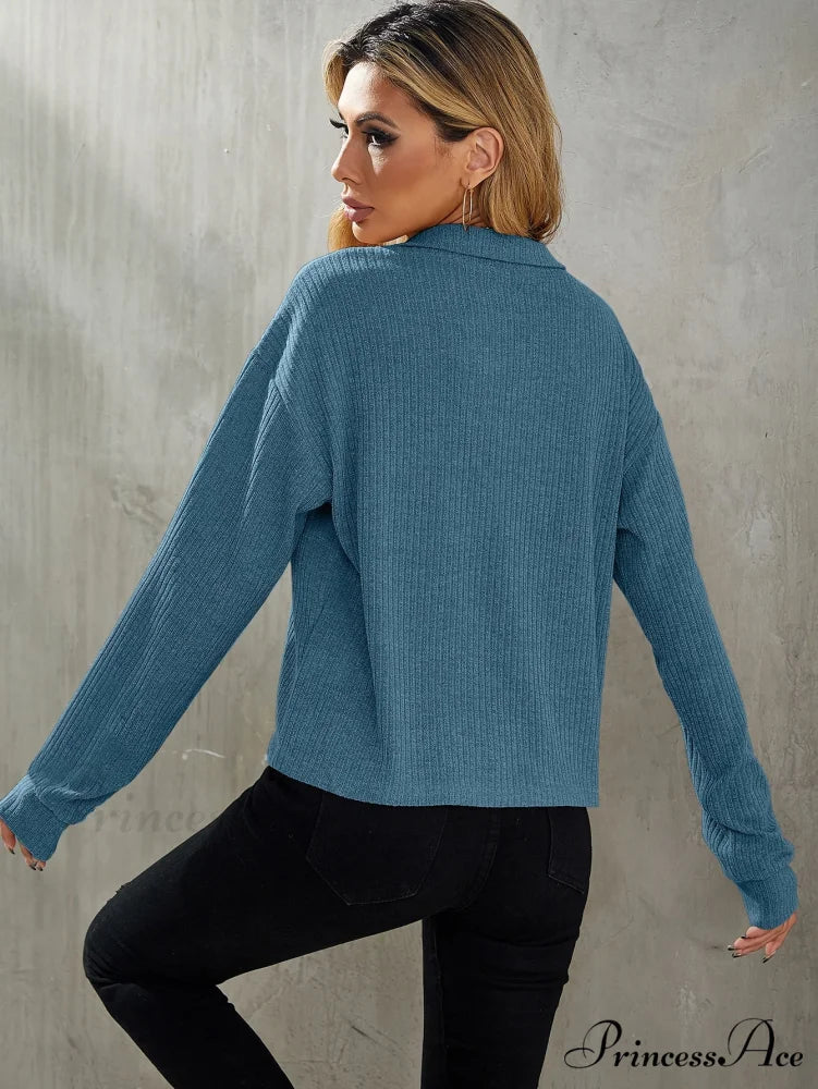 Drop Shoulder Rib-knit Tee