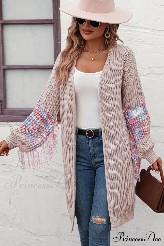 Dropped Fringe Cardigan Arm with Shoulder Dust Storm / S