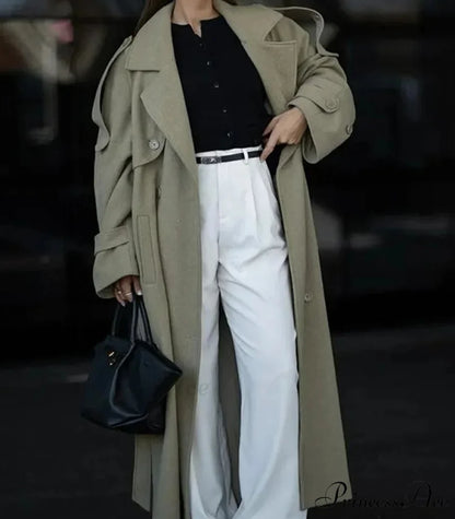 Dual-Breasted Wool Cinched Overcoat overcoats-241228