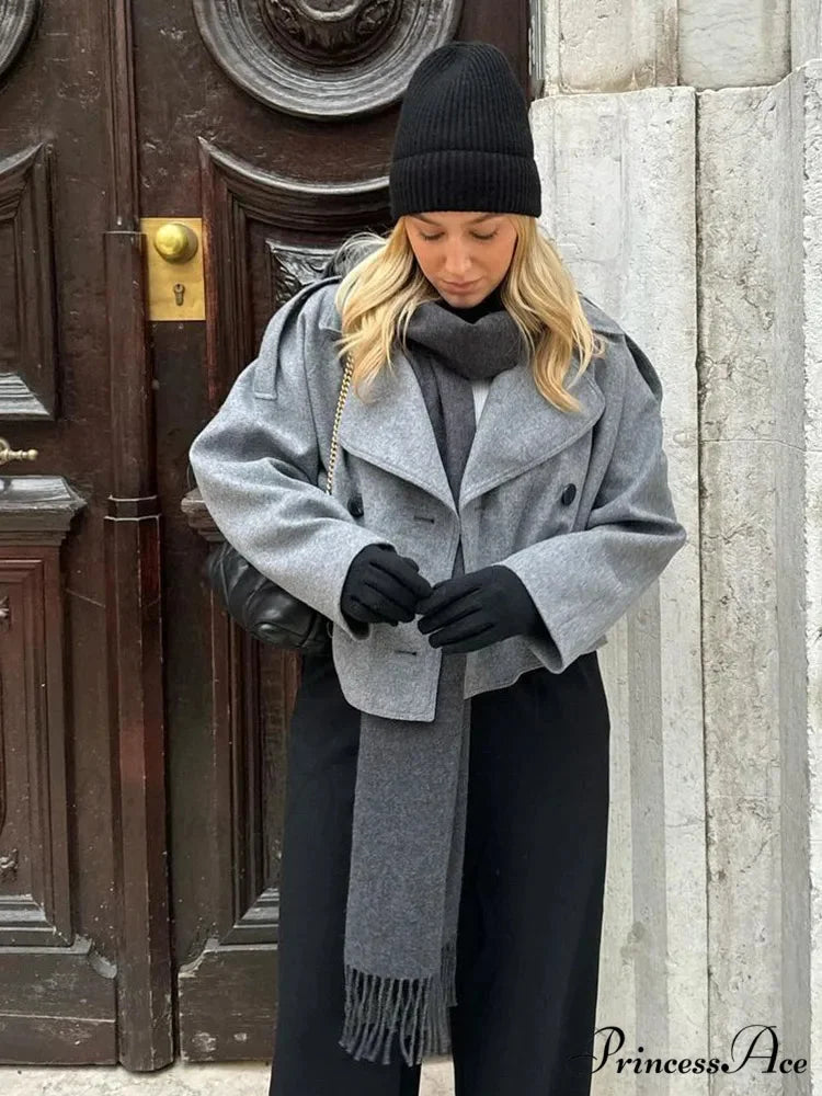 Dual Breasted Woolen Mix Coat coats-241228