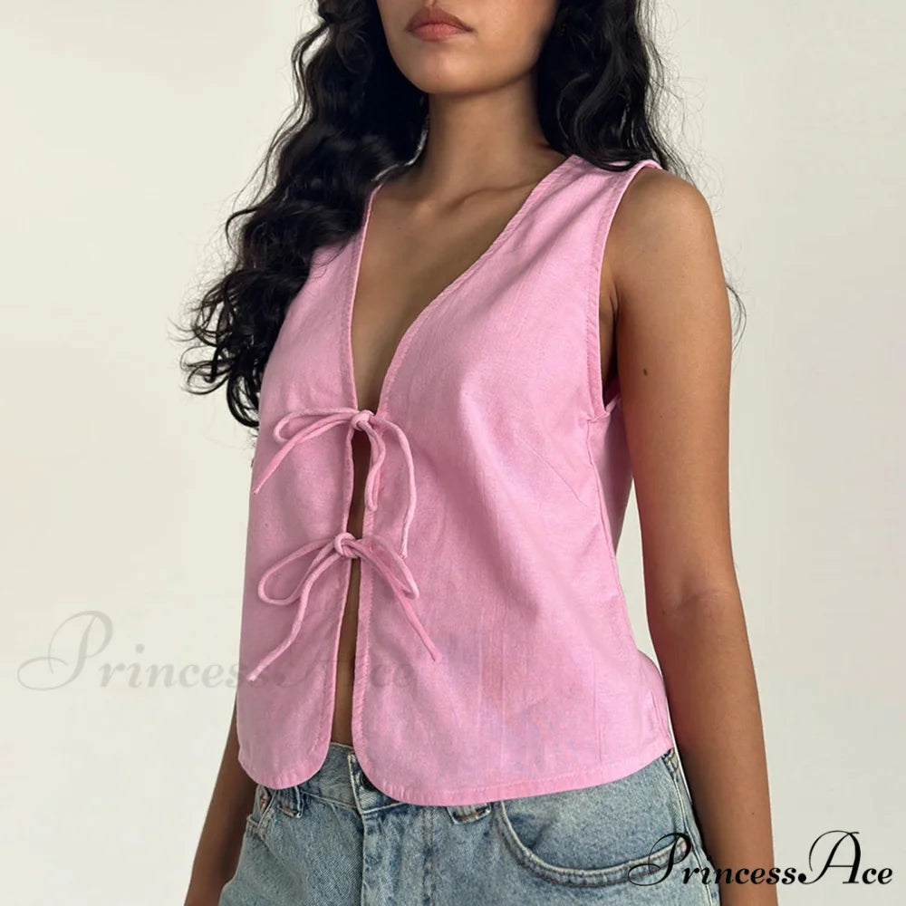 Dual Fastening Crop Top Pink / S croptop-250223