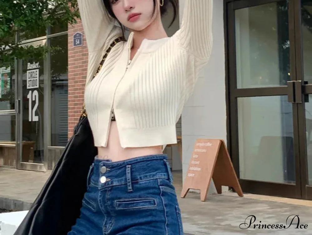 Dual-Headed Zipper Premium Knitted Cardigan Jacket cardiagn-250126