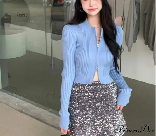 Dual-Headed Zipper Premium Knitted Cardigan Jacket cardiagn-250126