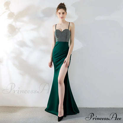Dulce Hot Stone Charming Sling Long Dress HUNTER / XS