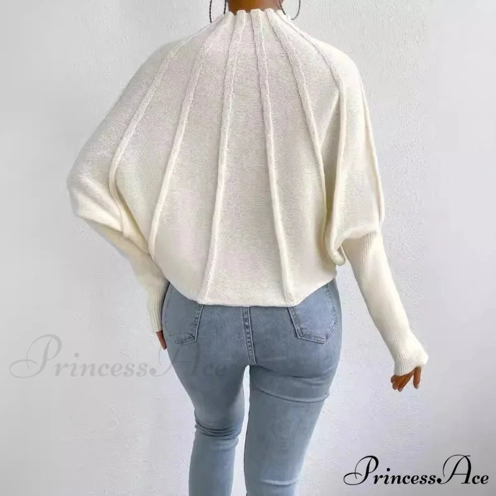 Durable Circular Neck Batball Sleeve Baggy Jumper swraters-241228