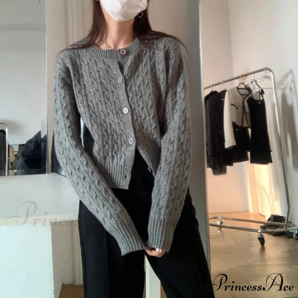 Durable Circular Neck Unfastened 2000s Fashion Knitted Cardigan cardiagn-250126