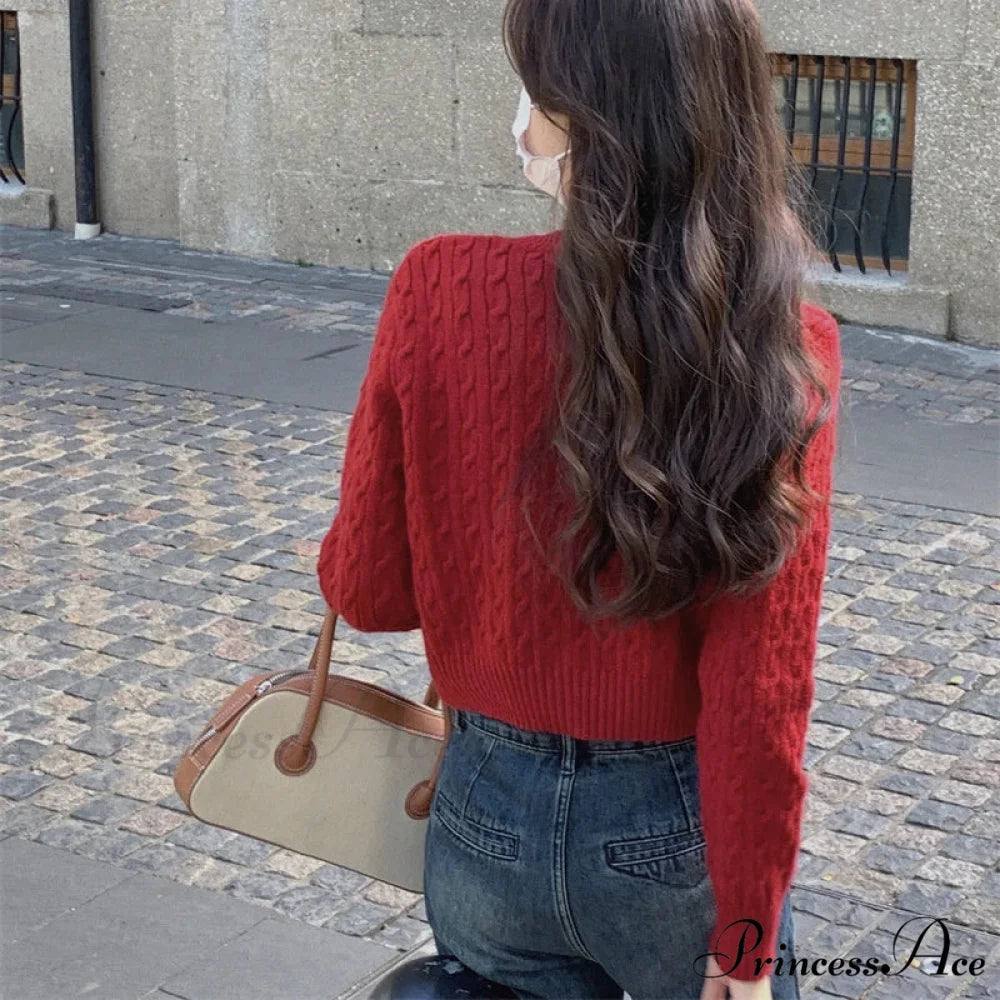 Durable Circular Neck Unfastened 2000s Fashion Knitted Cardigan cardiagn-250126