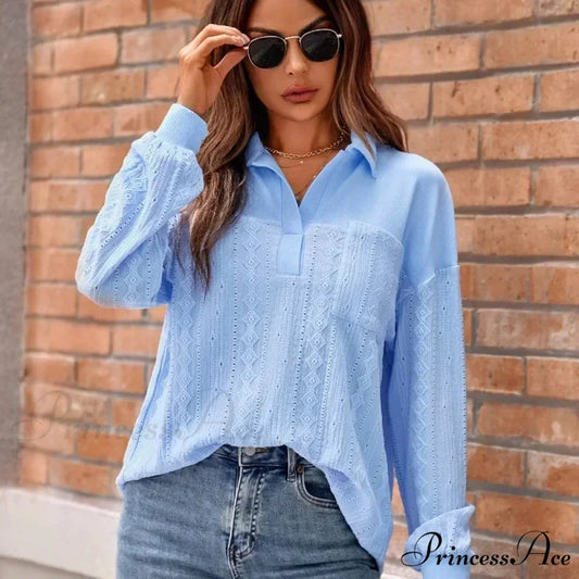 Durable Collar Pullover Knit Top Classy Top blouse-250126