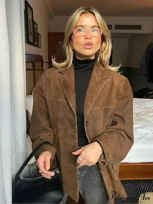 Durable Collar Suede Leather Jacket coats-241228