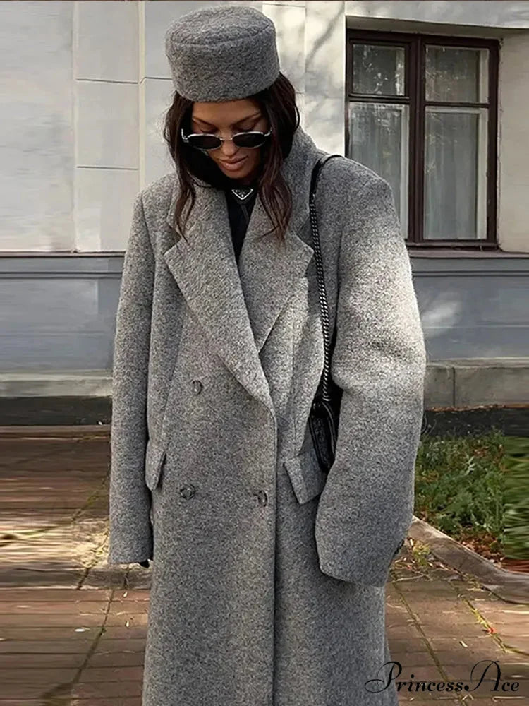 Durable Decline Collar Baggy Overcoat overcoats-241228