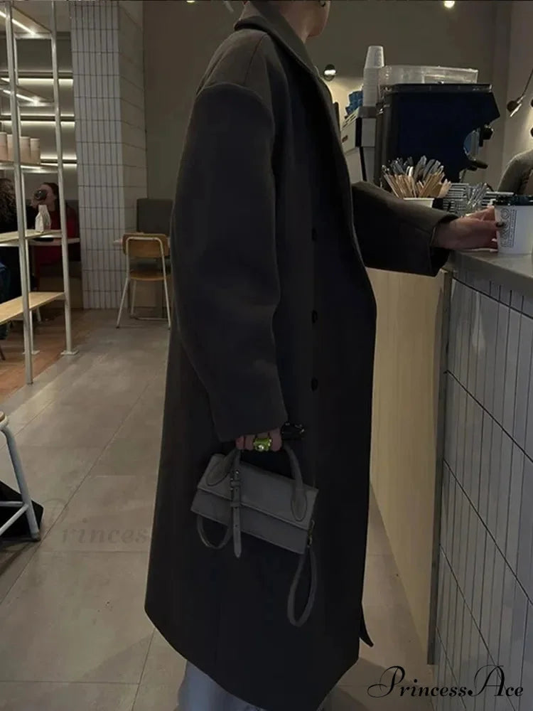 Durable Dual-Breasted Fold-Down Overcoat overcoats-241228