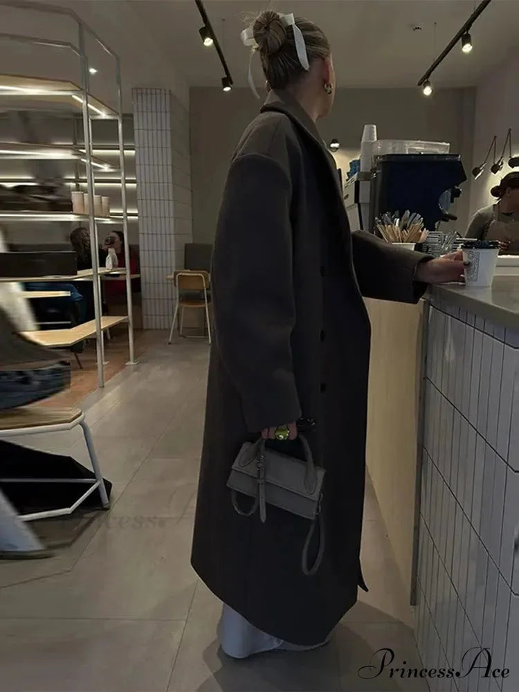 Durable Dual-Breasted Fold-Down Overcoat overcoats-241228