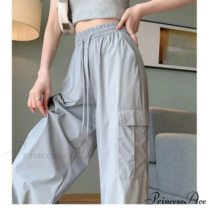 Durable Elevated Waist Stylish Cargo Trousers pants-241228