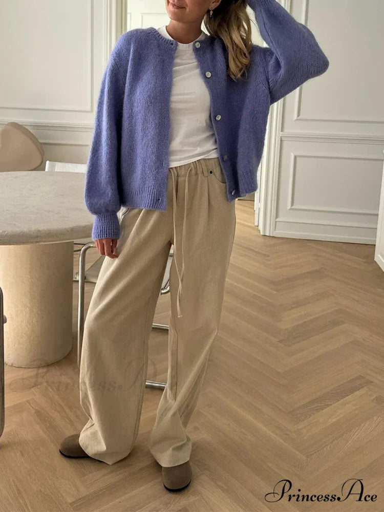 Durable Fluffy Button Up Knit Cardigan cardigans-241228