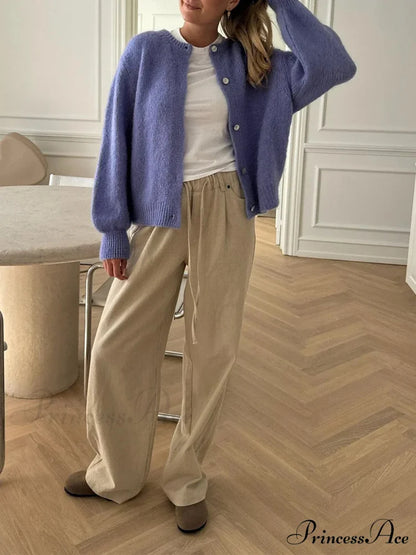 Durable Fluffy Button Up Knit Cardigan cardigans-241228