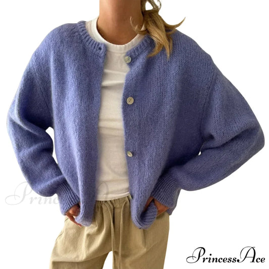 Durable Fluffy Button Up Knit Cardigan PURPLE / S cardigans-241228