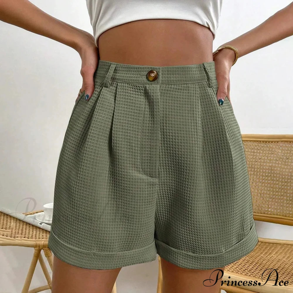 Durable High-Rise Workplace Lounge Short Army Green / S short-250223
