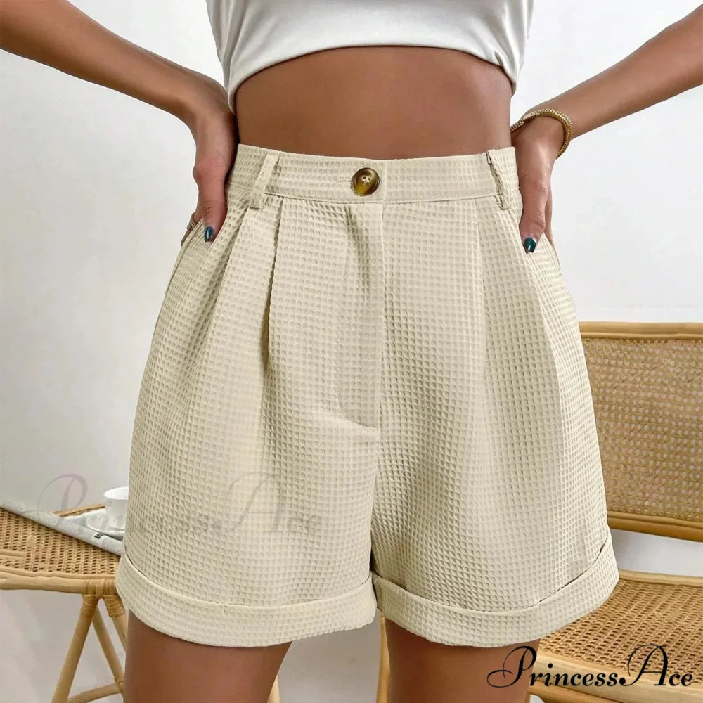 Durable High-Rise Workplace Lounge Short Beige / S short-250223