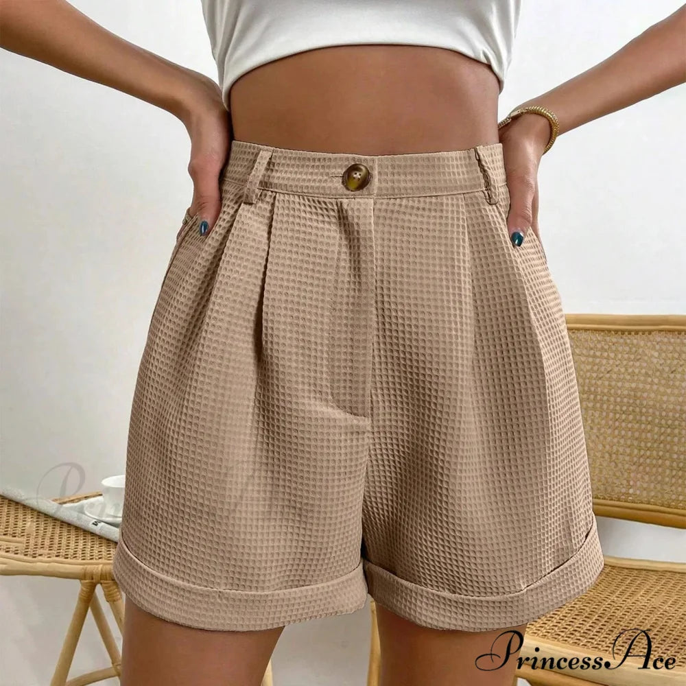 Durable High-Rise Workplace Lounge Short Khaki / S short-250223