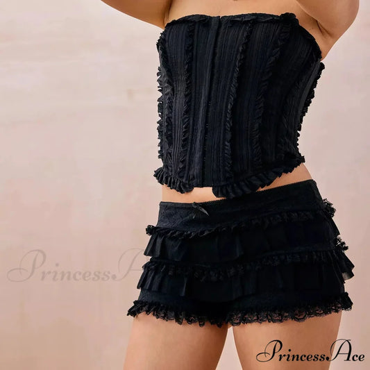 Durable Lace Frill Bloomer Short Black / S short-250223