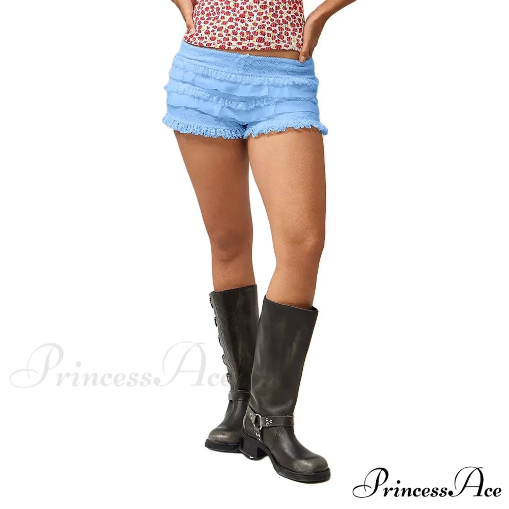 Durable Lace Frill Bloomer Short Blue / S short-250223