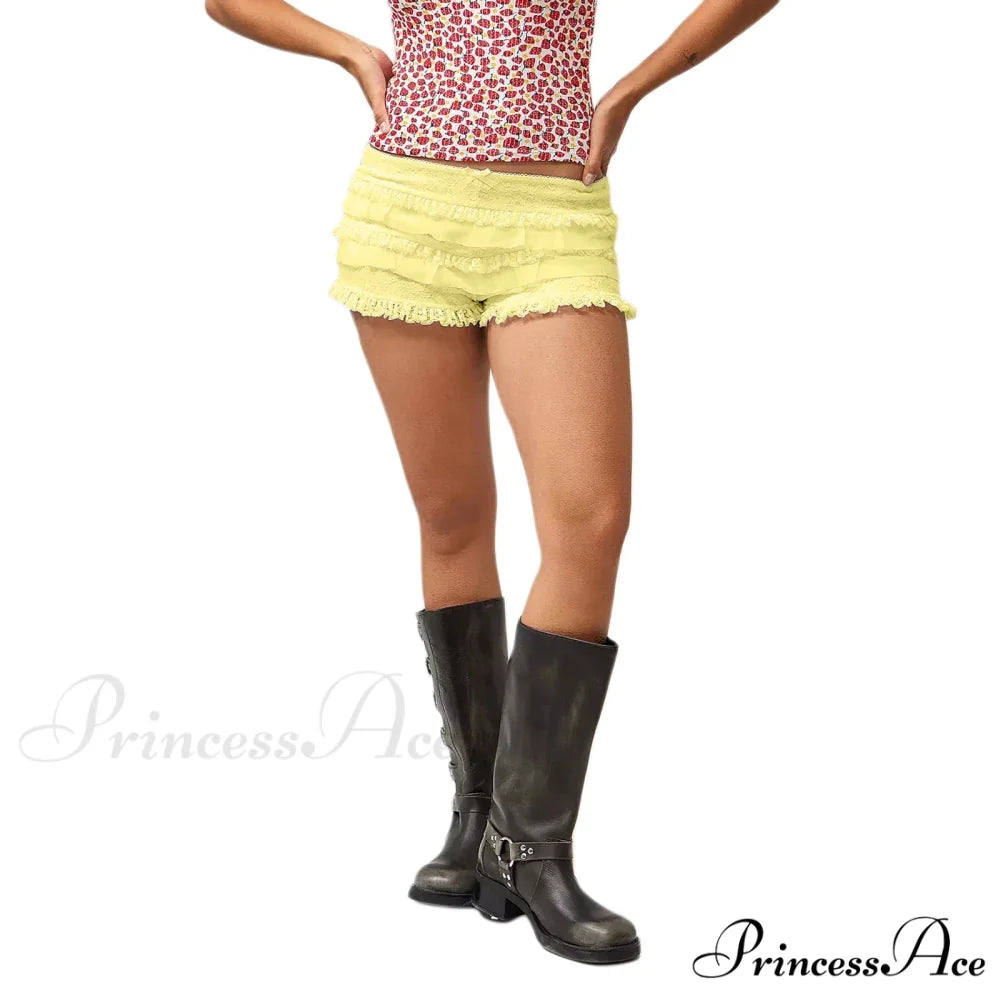 Durable Lace Frill Bloomer Short Yellow / S short-250223