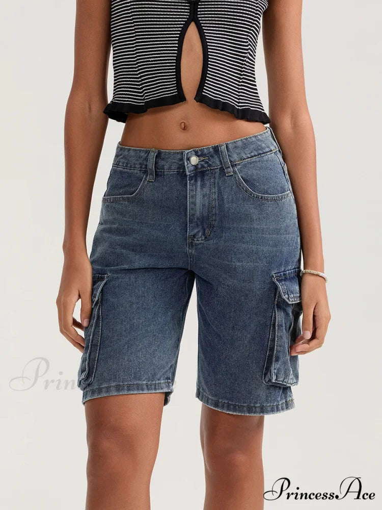 Durable Medium Elevation Button Denim Short Blue / S short-250223