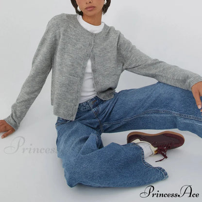 Durable Retro Circular Neck Button Cardigan cardigans-241228