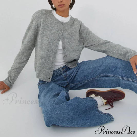 Durable Retro Circular Neck Button Cardigan cardigans-241228
