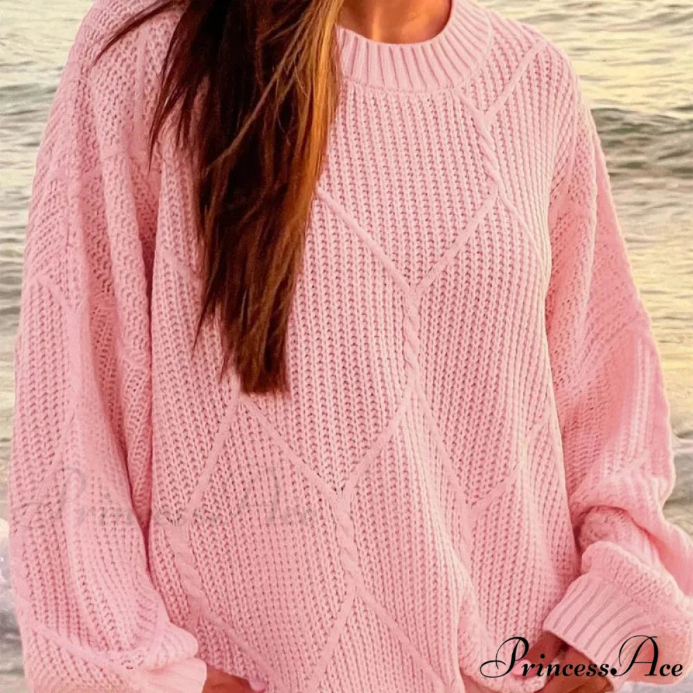 Durable Round-Neck Ribbed Extended Sleeve Sweater swraters-241228