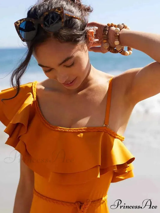 Durable Single-Shoulder Frill Swimsuit One Piece onepiece-250223