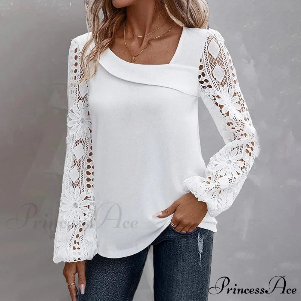 Durable Style Blouse Sophisticated Empty Lace Blouse blouse-250126