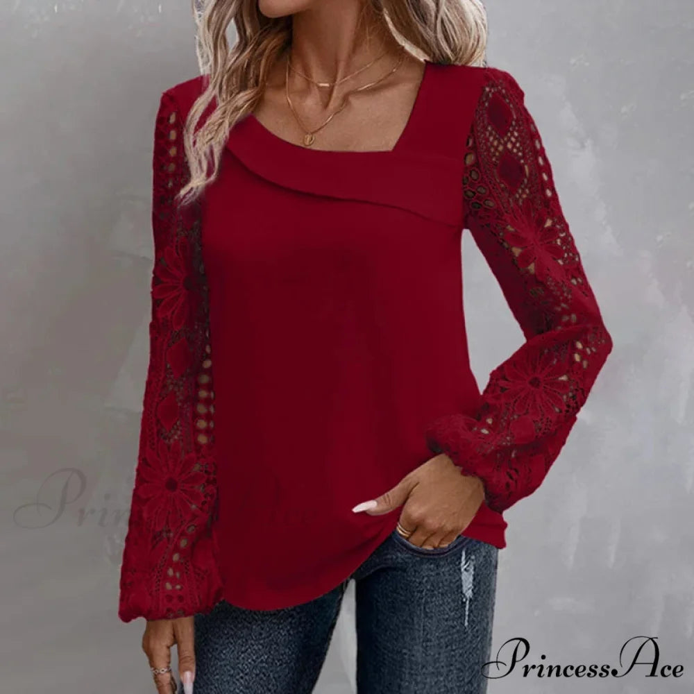 Durable Style Blouse Sophisticated Empty Lace Blouse blouse-250126