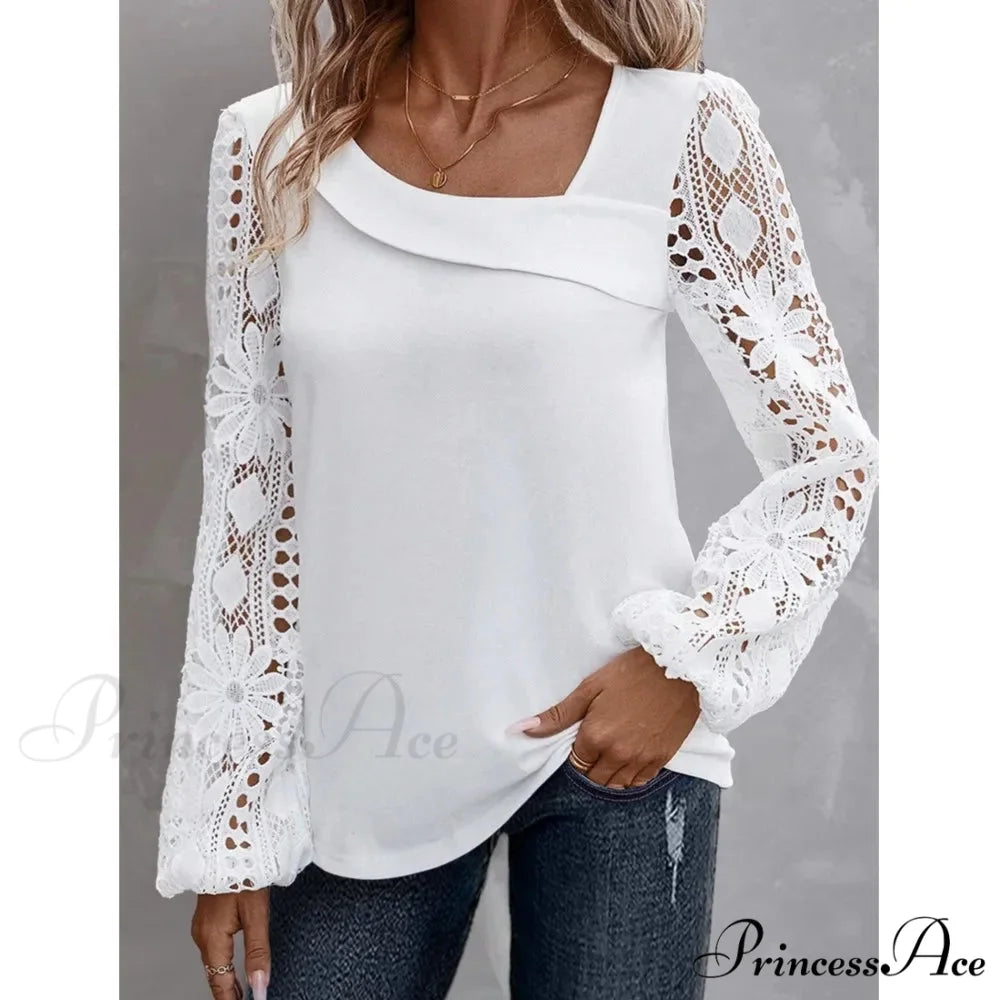 Durable Style Blouse Sophisticated Empty Lace Blouse blouse-250126