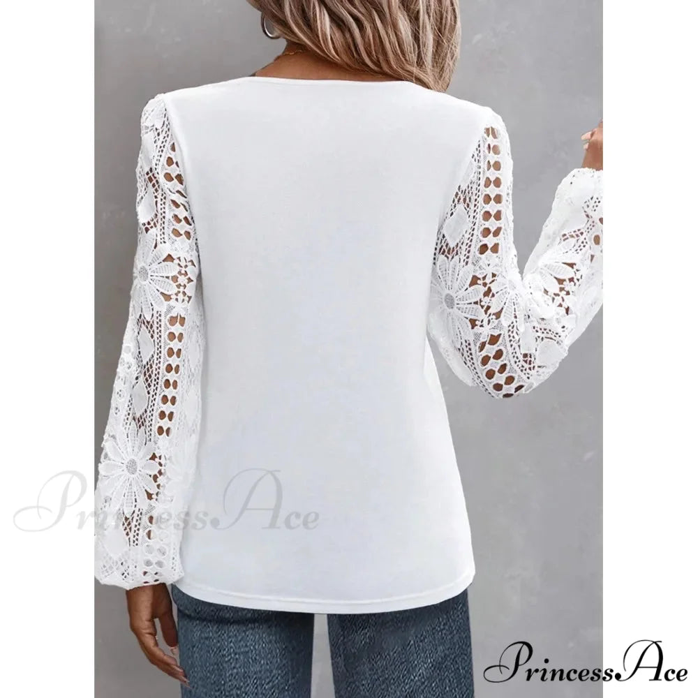 Durable Style Blouse Sophisticated Empty Lace Blouse blouse-250126