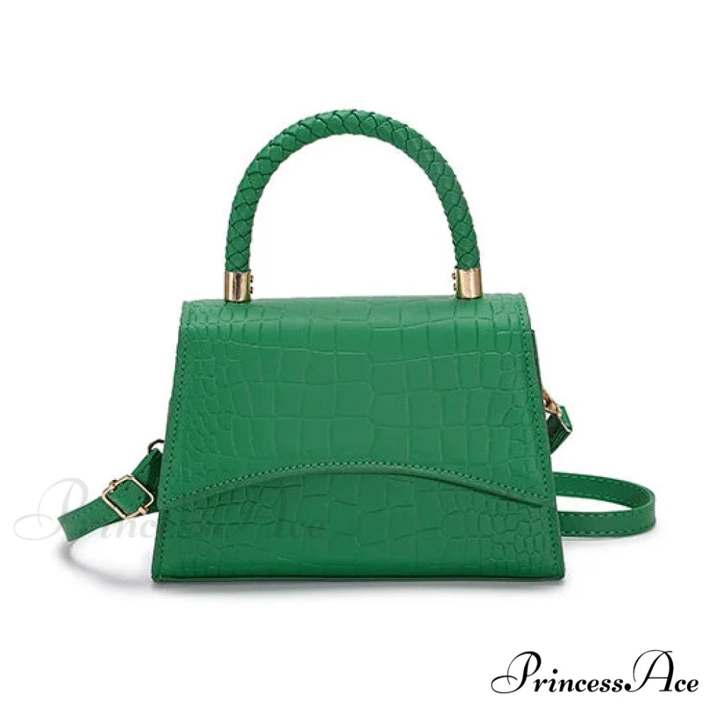 Durable Synthetic Leather Fashionable Informal Crossbody Top Handle Purse Green handbag-250126