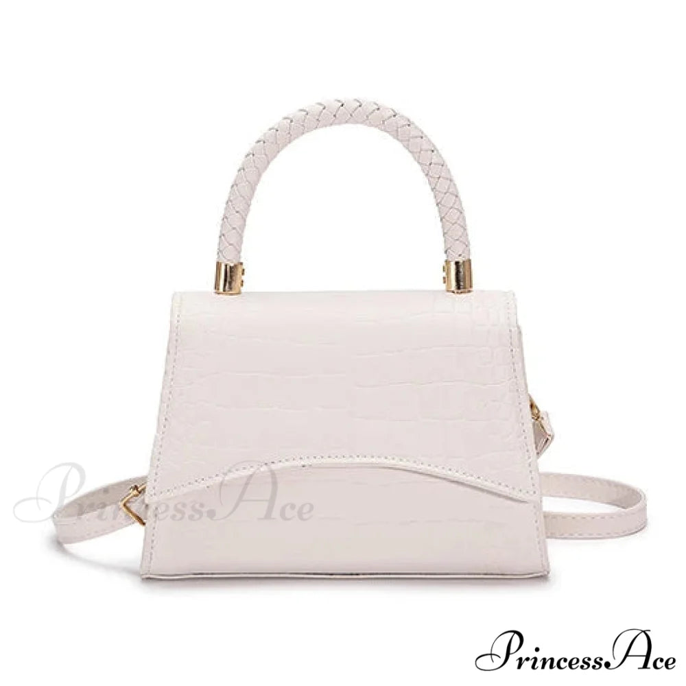 Durable Synthetic Leather Fashionable Informal Crossbody Top Handle Purse White handbag-250126