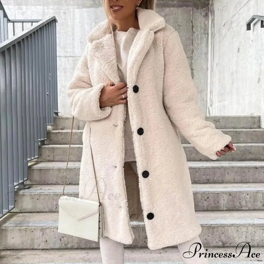Durable Woolen Coat with Cinched Overcoat Apricot / S overcoats-241228