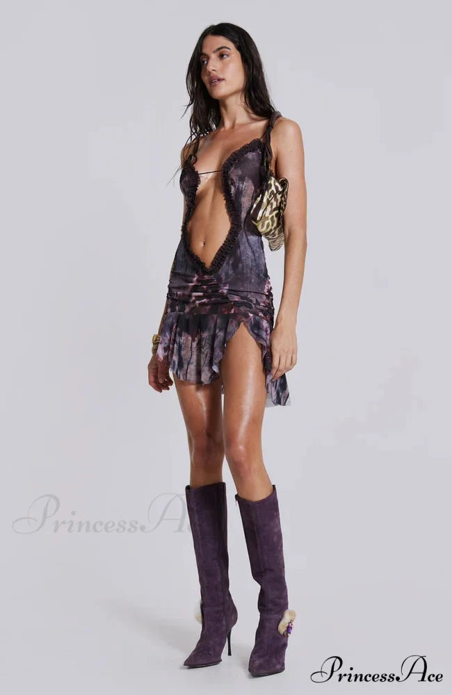 Dusk Bloom Stylish Mini Fatale Dress