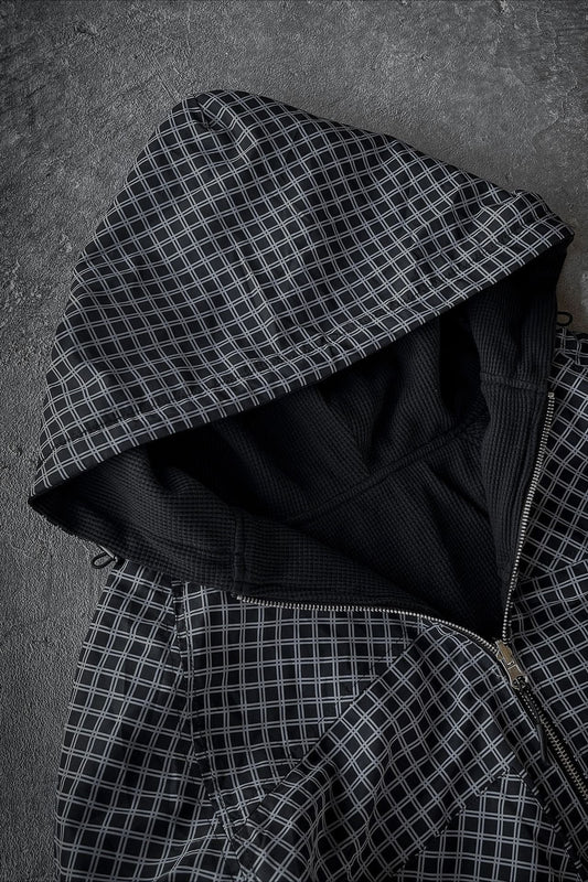 Reversible Plaid Zip Hoodie